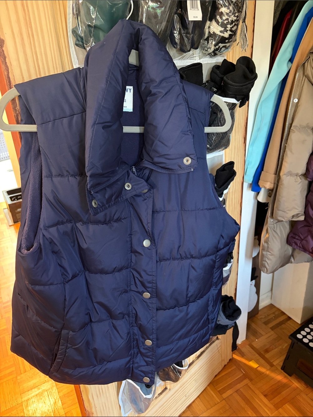 Old Navy Navy Puffer Vest with High Collar